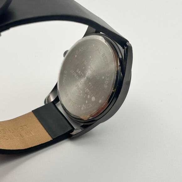 Men’s Minimalist Watch Blue Dial Black Leather St. Steel 42mm, Working - Picture 6 of 8